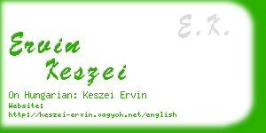 ervin keszei business card